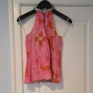 Trina Turk Pink and Orange Floral Tank Top